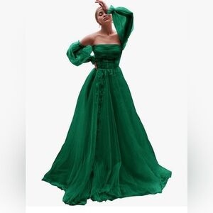 Green formal ball gown